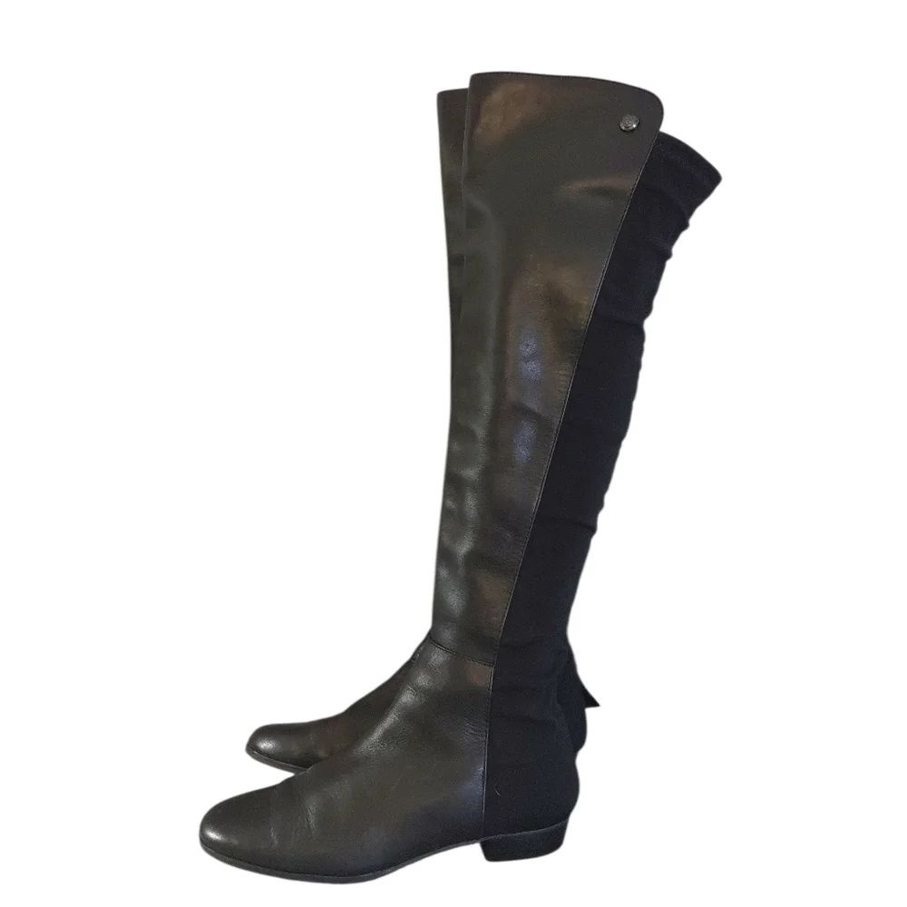 Vince Camuto Karita Knee High Black Leather Over The Knee Boots Size 6.5
